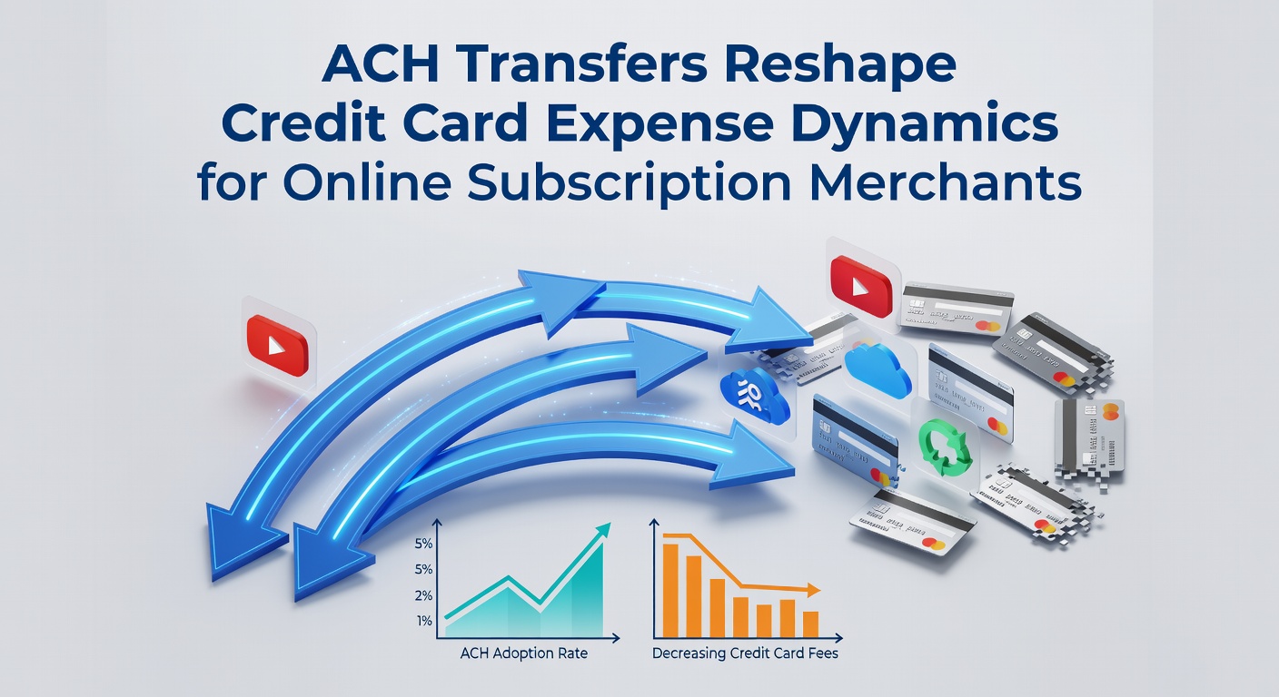 Online subscription merchant dashboard showing ACH transfer options alongside credit card processing metrics