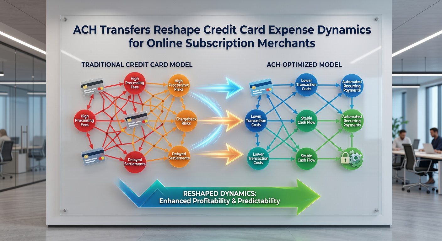 Comparison chart illustrating credit card versus ACH fee structures for recurring subscription payments