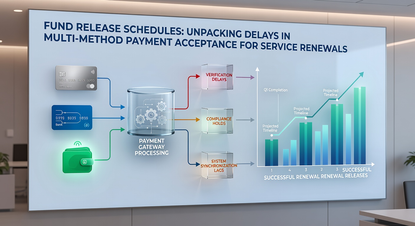 Timeline chart comparing release schedules for different payment methods used in service subscription renewals