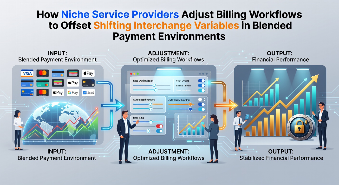 Niche service providers reviewing billing data on multiple screens to manage interchange variables