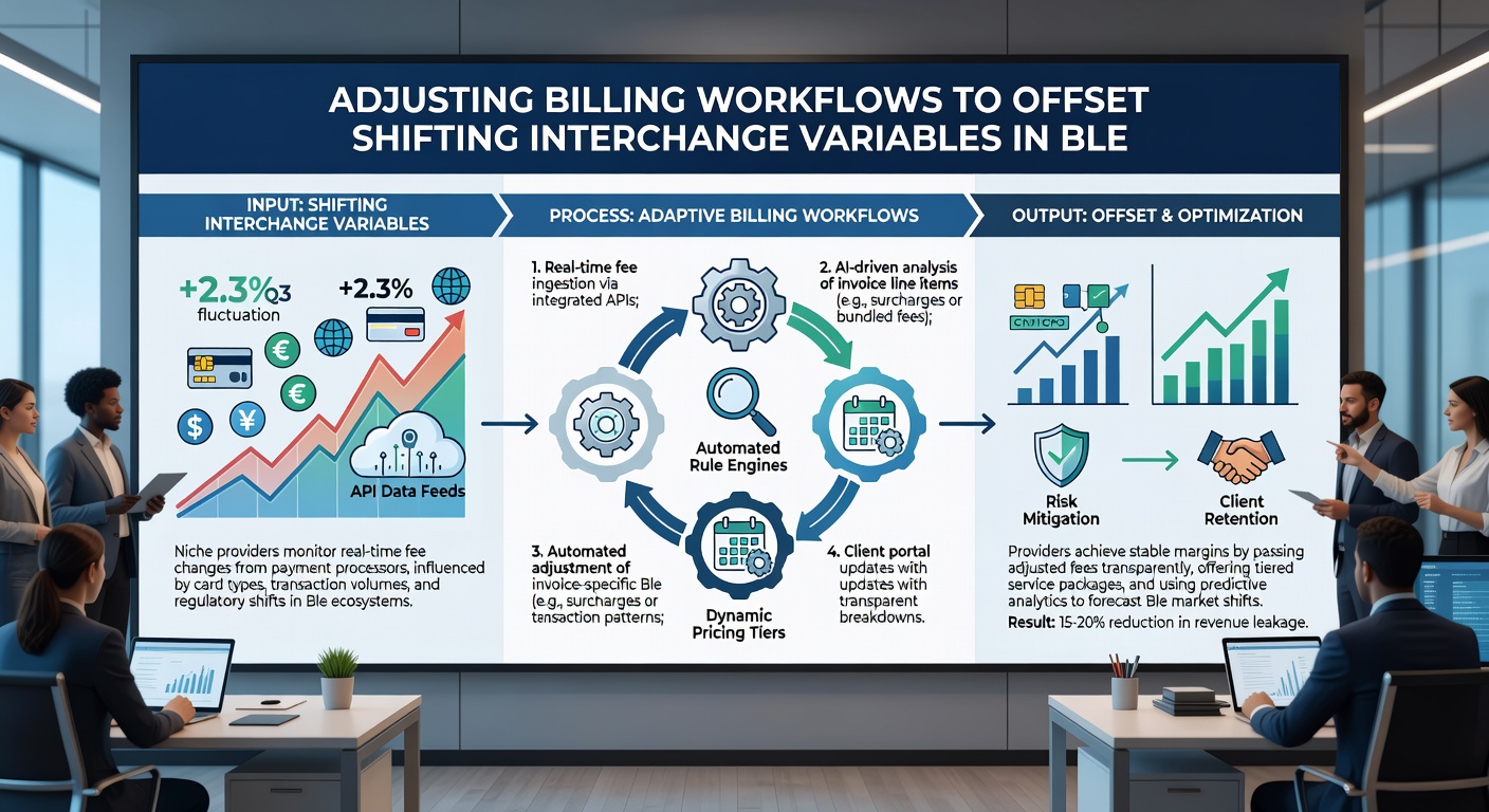 Dashboard showing workflow adjustments for blended payment interchange costs