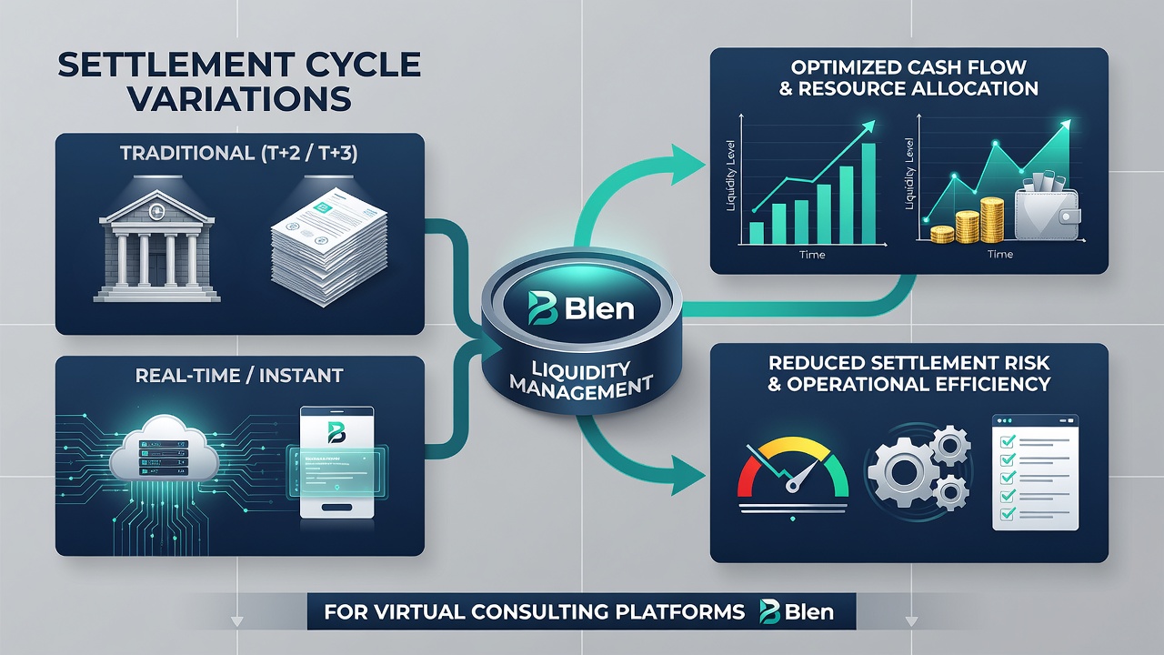 Chart illustrating liquidity buffers required during settlement delays in retainer and invoicing workflows