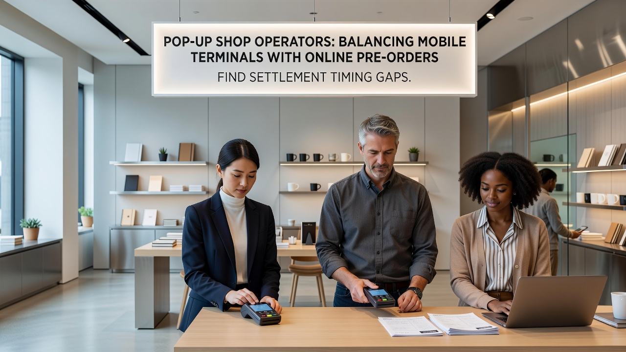Chart displaying settlement timelines for terminal versus online pre-order payments