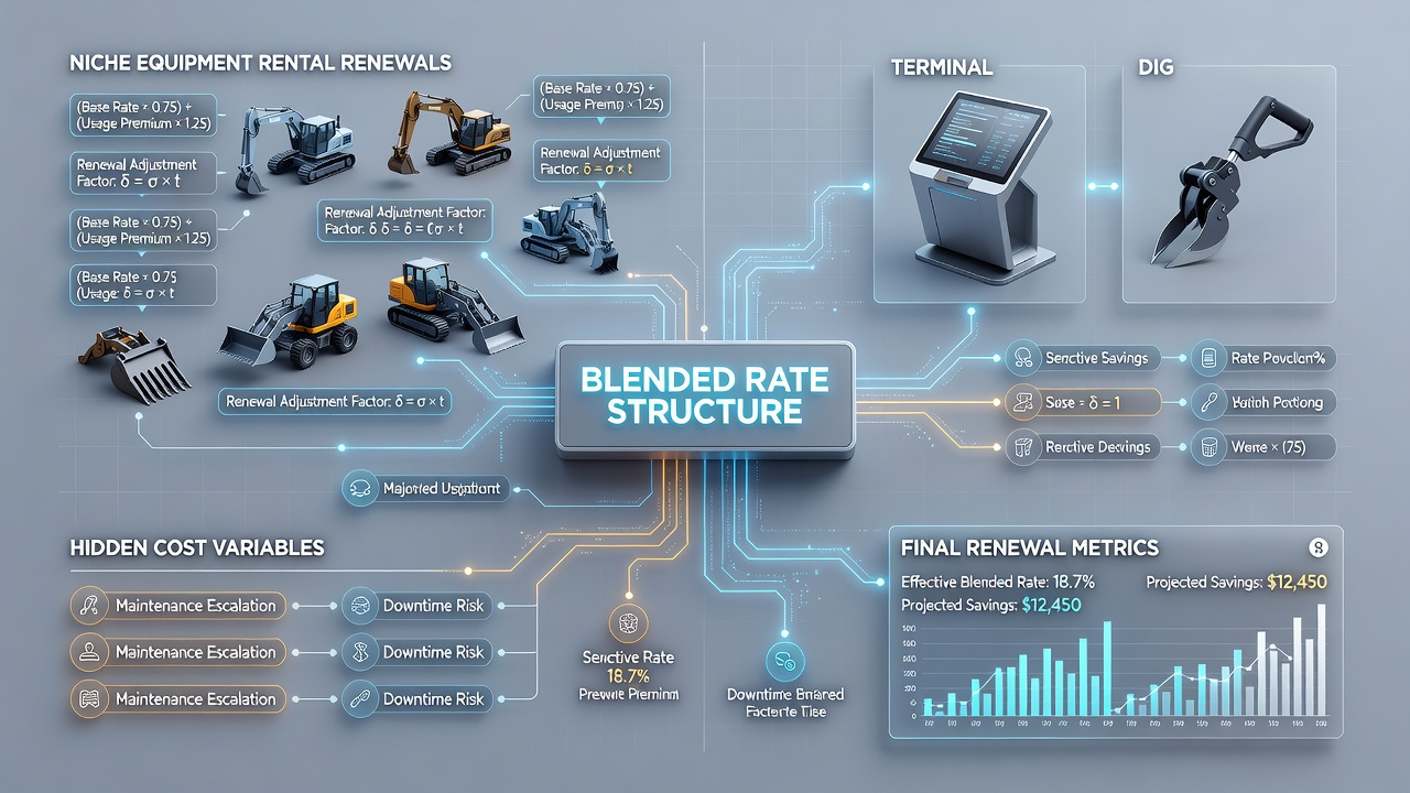 Chart illustrating blended rate tiers and transaction volume thresholds for equipment rentals